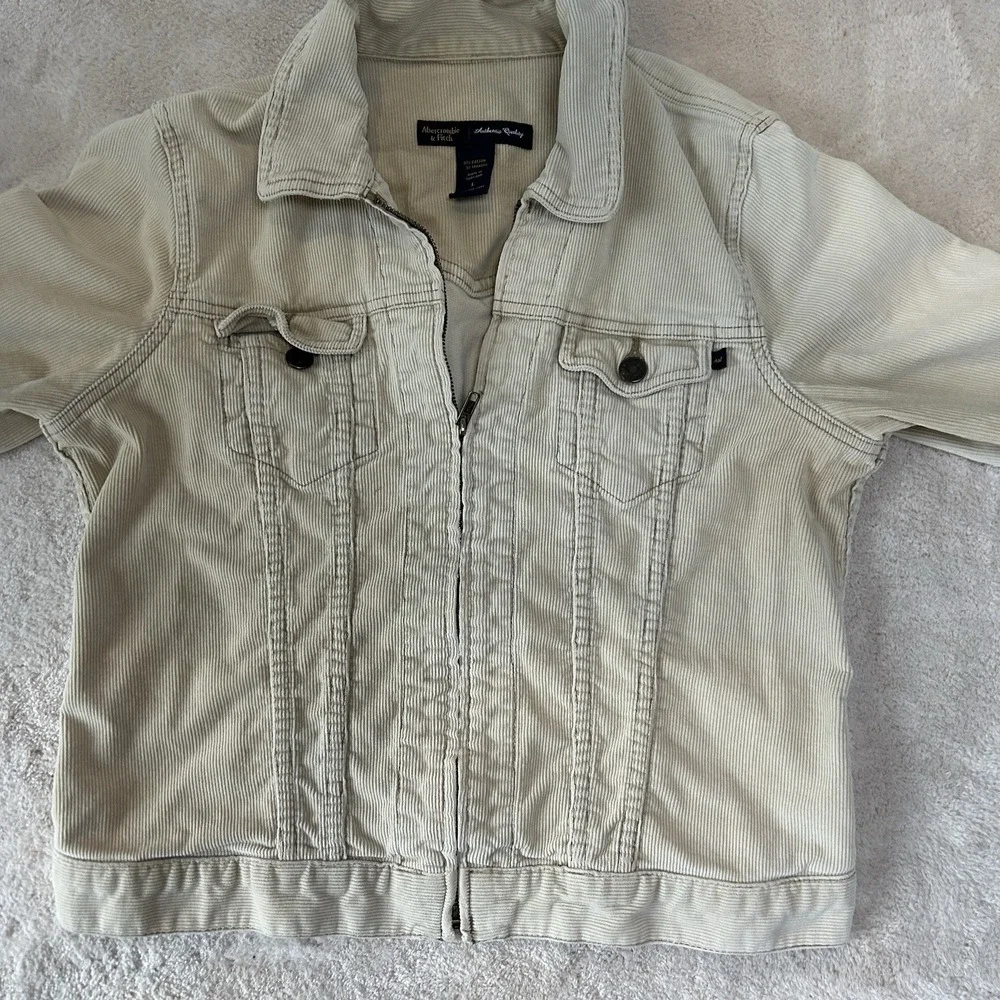 Y2K Vintage Trucker Corduroy Khaki Faded Abercrombie Fitch Jacket Woman's Size L